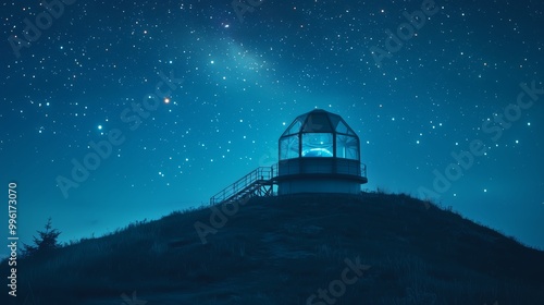 Observatory Silhouette Under a Starry Night Sky