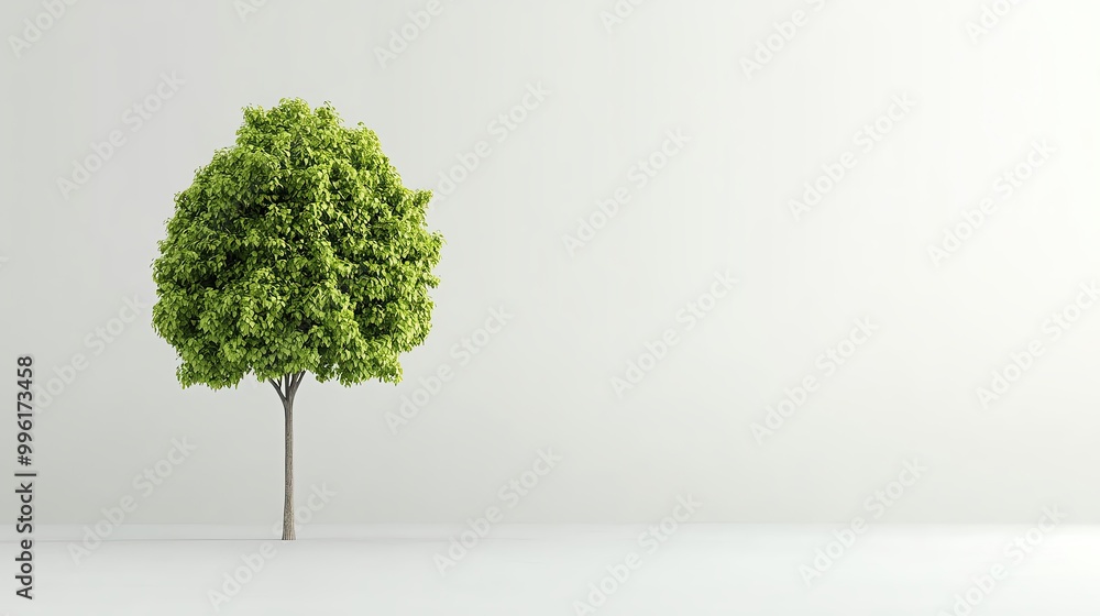 A vibrant green tree stands alone against a minimalist background, symbolizing nature, growth, and tranquility. A vibrant green tree stands alone against a minimalist background, symbolizing nature, growth, and tranquility.