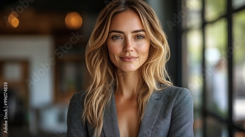 Free Download Portrait of Confident Young Businesswoman in Office Setting - GFXLoad