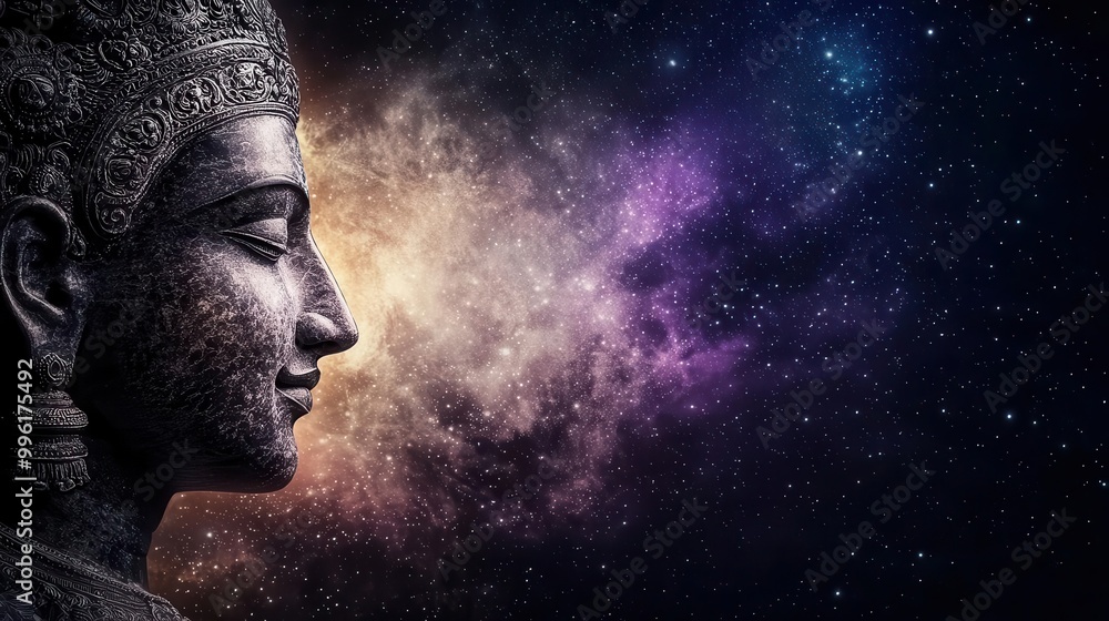 Vishnu in serene contemplation at the moment of cosmic dissolution Pralaya, Vishnu in dissolution, Hindu cosmology, spiritual ending Vishnu in serene contemplation at the moment of cosmic dissolution Pralaya, Vishnu in dissolution, Hindu cosmology, spiritual ending
