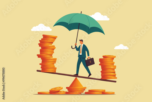 young professional people walk on an unequal scale of money