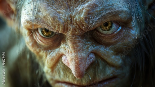 Intense Close-Up Portrait of a Fantasy Creature