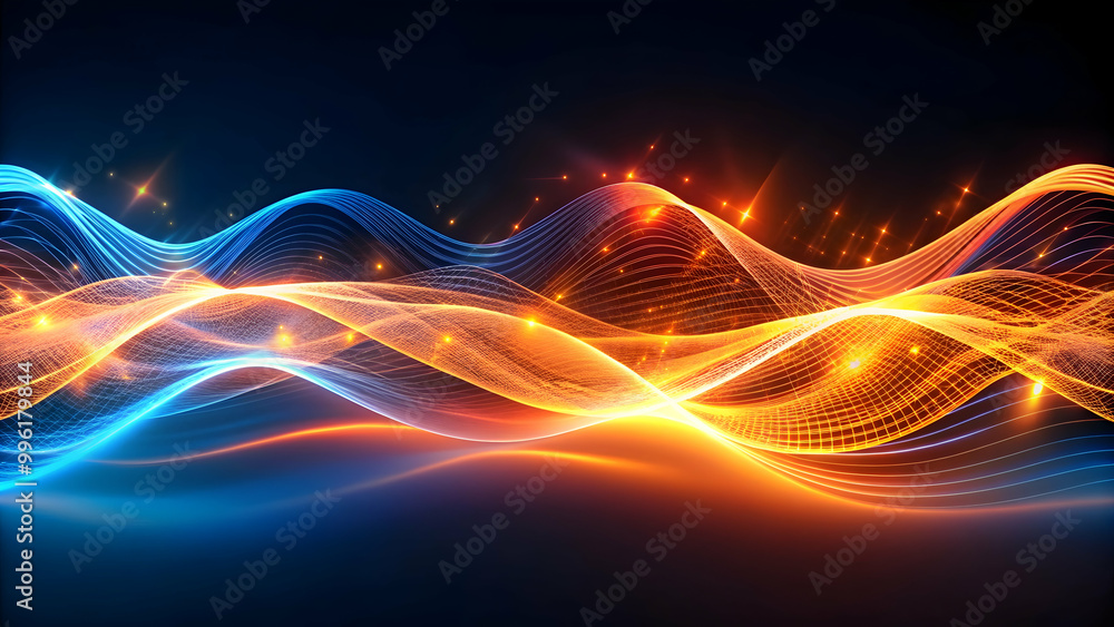 Abstract digital waves with orange and blue lights , abstract, digital, waves, orange, blue, lights, futuristic, technology Abstract digital waves with orange and blue lights , abstract, digital, waves, orange, blue, lights, futuristic, technology