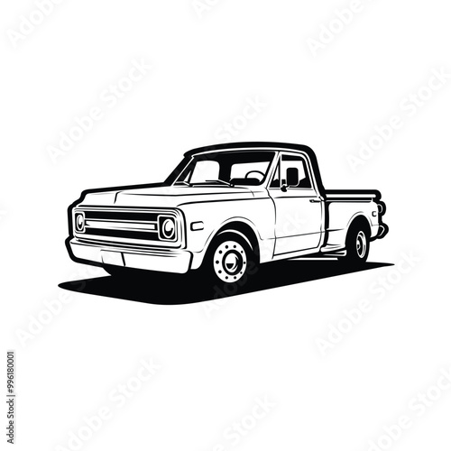 Classic American Truck Vector Art Illustration Isolated. Best for Retro Classic Automotive Enthusiast Related Illustration