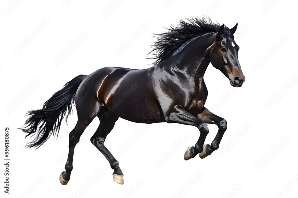Black horse running gallop isolated on transparent background Black horse running gallop isolated on transparent background