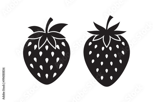 Strawberries silhouette vector illustration, Strawberries silhouette vector bundle.