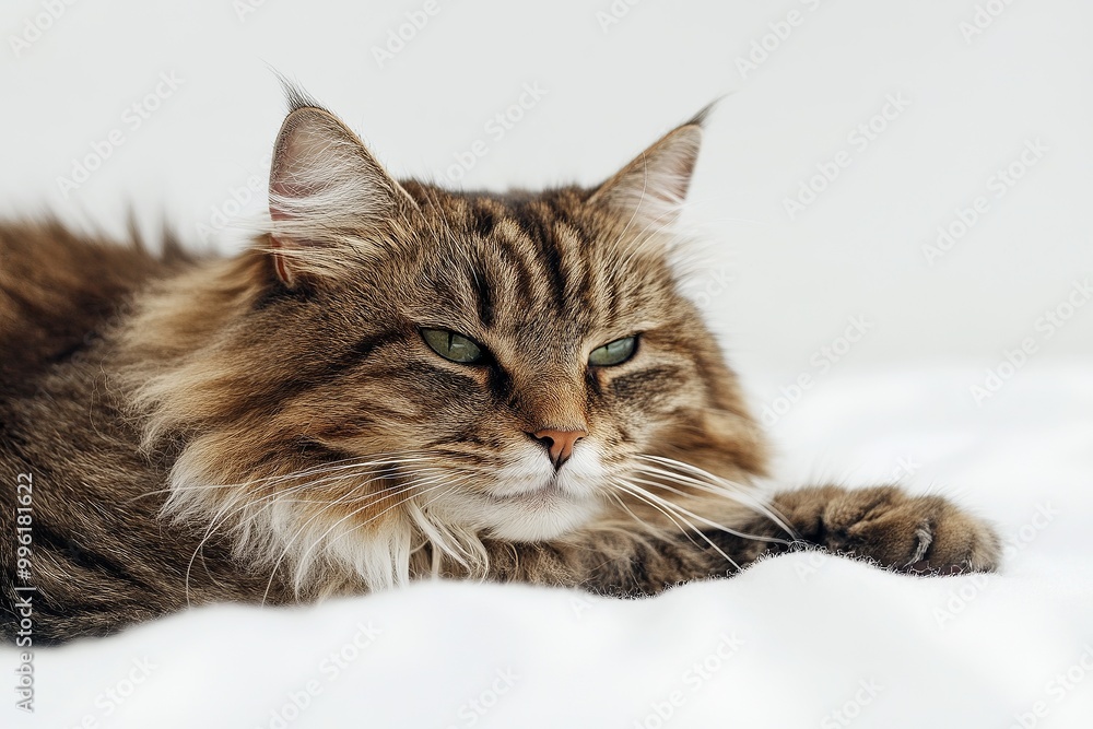 A senior cat, on solid white background, single object A senior cat, on solid white background, single object
