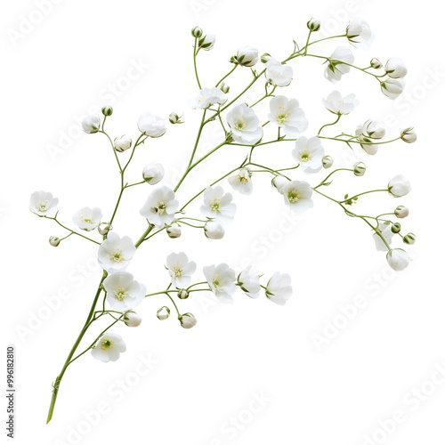 twig of gypsophila flowers isolated on white or transparent background