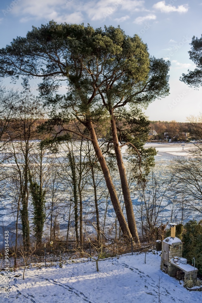 erkner, deutschland - landschaft am flakensee im winter