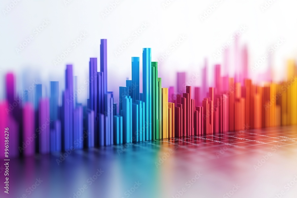 Histogram of economic data analysis on solid white background, single object Histogram of economic data analysis on solid white background, single object