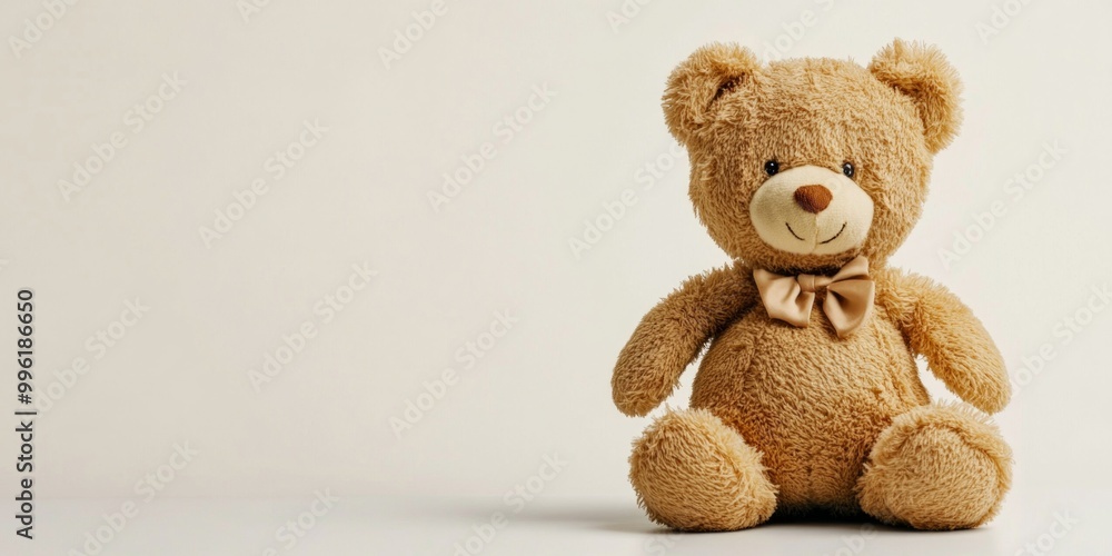 Obraz premium This cute teddy bear is a perfect symbol of childhood joy and comfort. Its soft texture and playful design make it an ideal gift for children. Capture the essence of love and friendship. AI