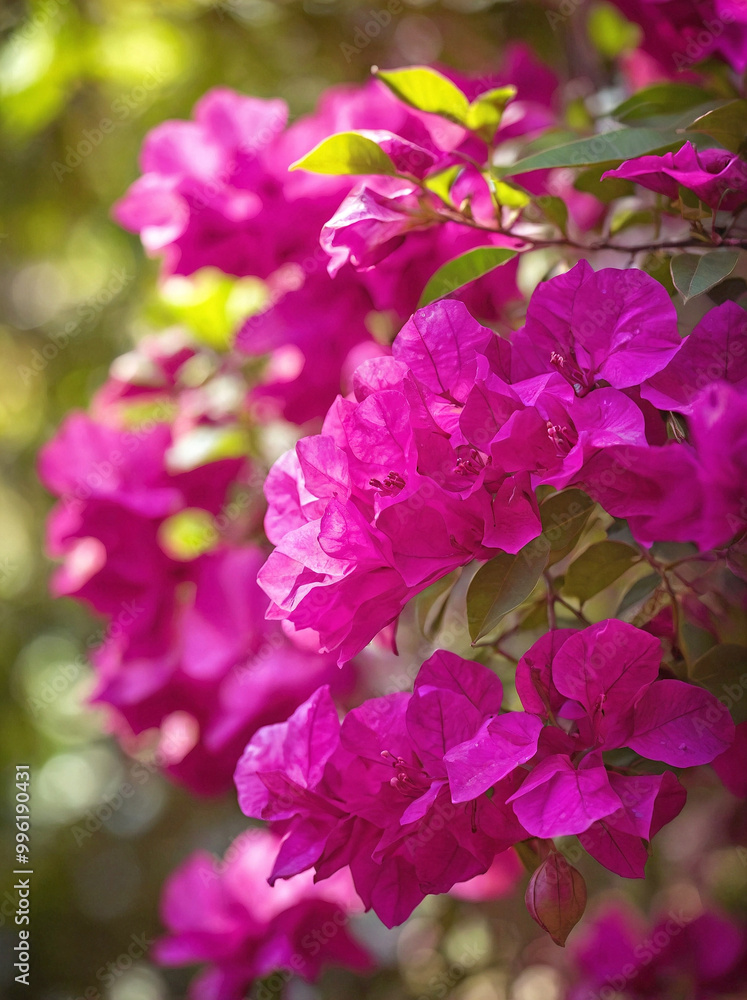 Vibrant Magenta Bougainvillea with Lush Green Bokeh Vibrant Magenta Bougainvillea with Lush Green Bokeh
