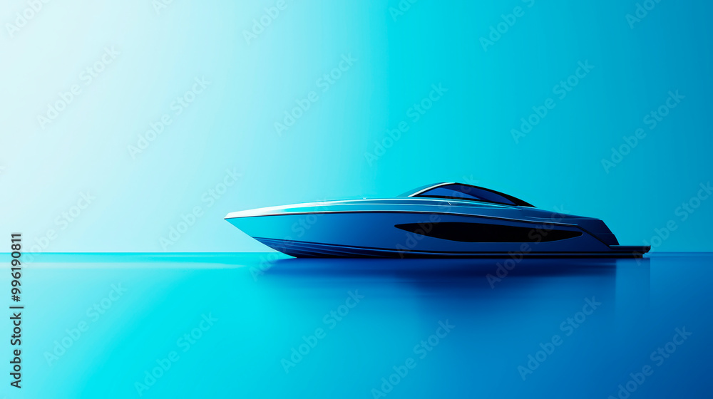 Jetboat On Smooth Blue Surface For Water Sports Jetboat On Smooth Blue Surface For Water Sports