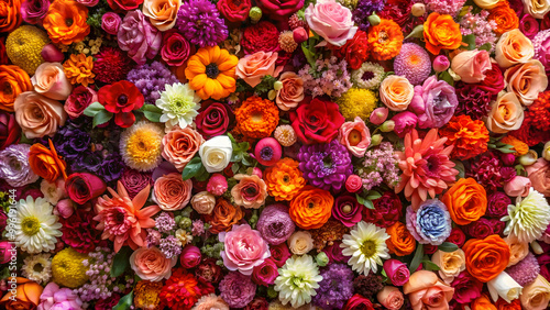 Wallpaper Mural Flowers background with vibrant red, orange Torontodigital.ca