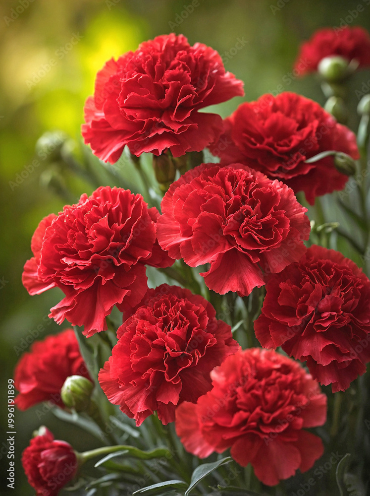 Fototapeta premium Red Carnations in Warm Evening Light