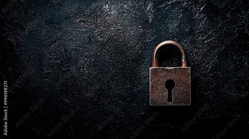 Fototapeta premium Lock On Smooth Black Surface For Security
