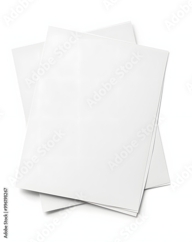 Two paper sheets isolated on white with clipping path