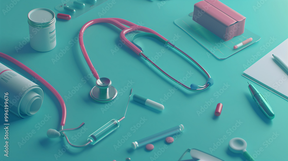 medical stethoscope and pills medical stethoscope and pills