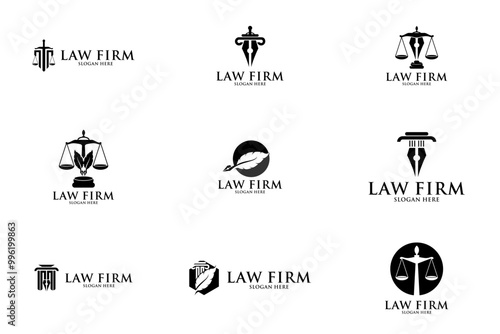 Set of law logo. Law firm Logo collections Premium Vector