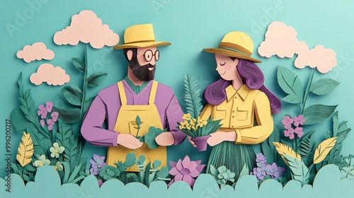 Two gardeners, a man and wo...