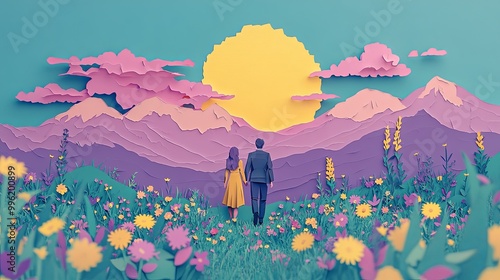 A couple strolls through a ...