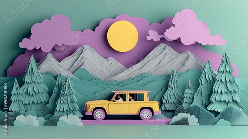 A vibrant, paper-crafted la...