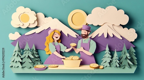 A whimsical paper-cut scene...