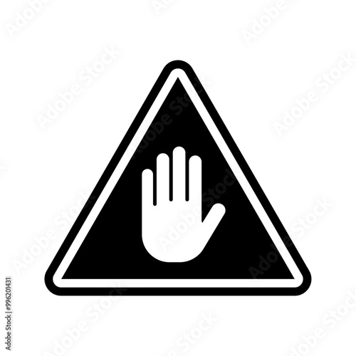 Warning stop sign with hand icon