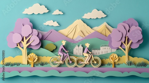 A vibrant paper-cut landsca...
