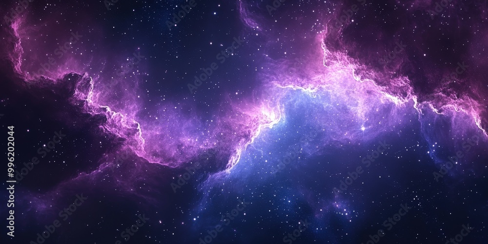 Fototapeta premium Starry Purple Sky with Dark Blue Background