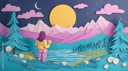 A colorful paper landscape ...