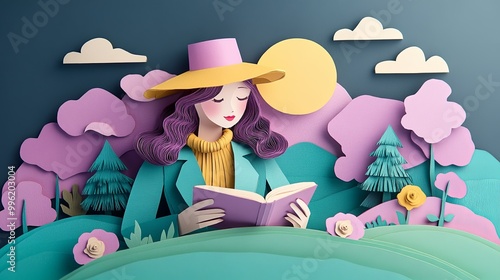 A serene, whimsical scene o...