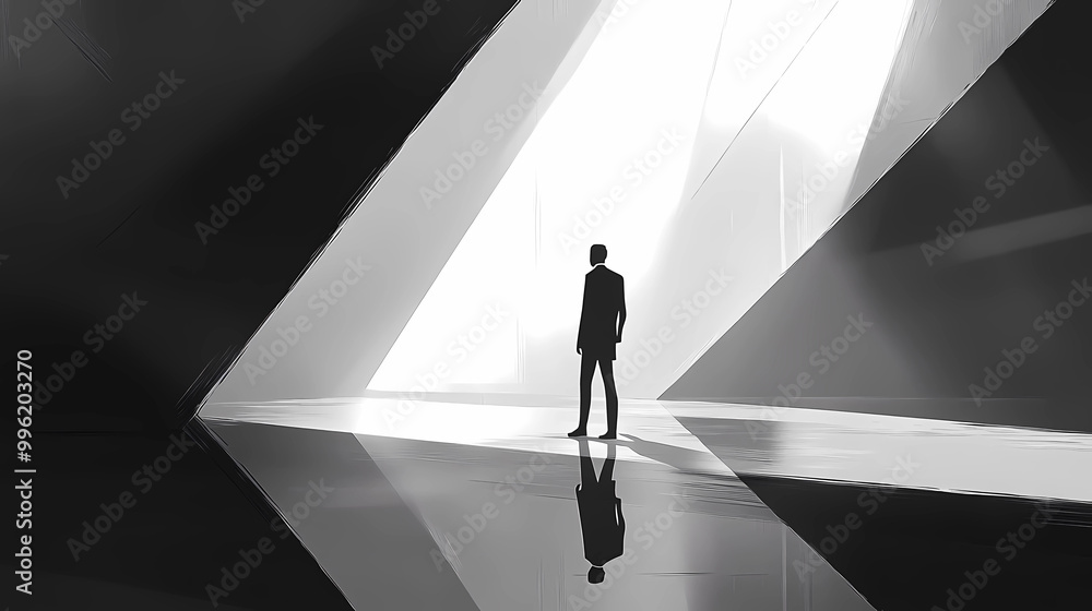 Minimalist business concept, clean lines, geometric shapes, monochrome, digital art Minimalist business concept, clean lines, geometric shapes, monochrome, digital art