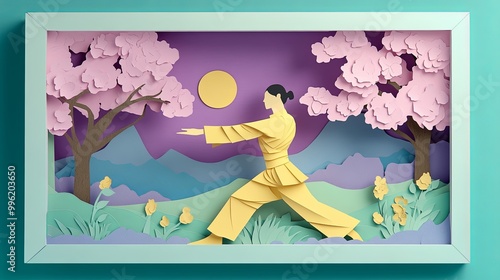 A colorful paper art scene ...