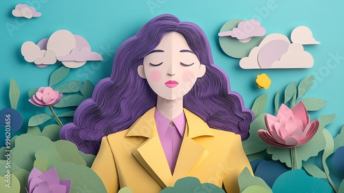 A serene paper-cut art piec...