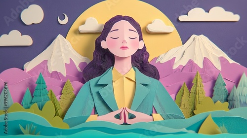 A serene paper art scene fe...