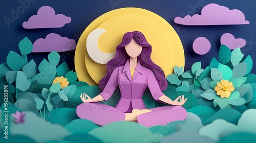 A serene paper-cut art scen...