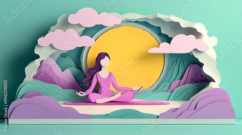 A serene paper art represen...