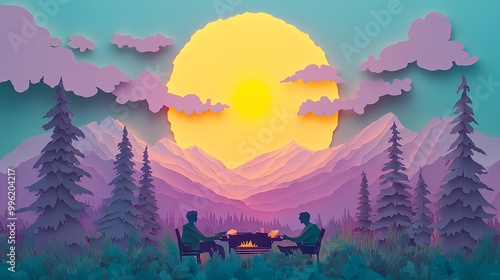 A serene paper art scene sh...