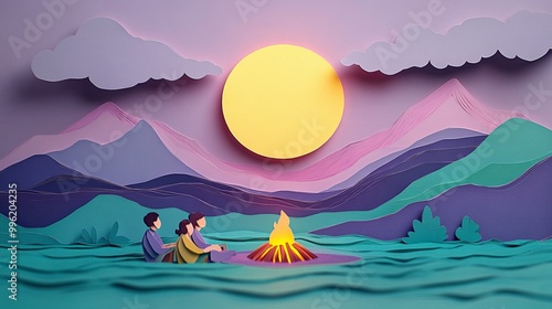 A whimsical paper art scene...
