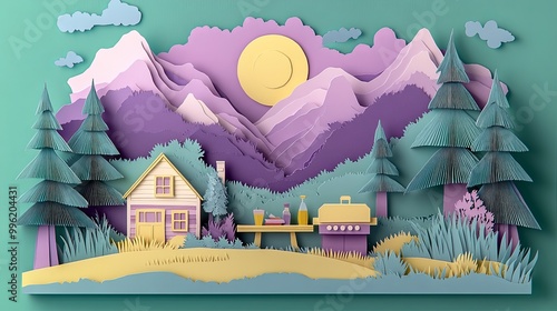 A whimsical paper art scene...