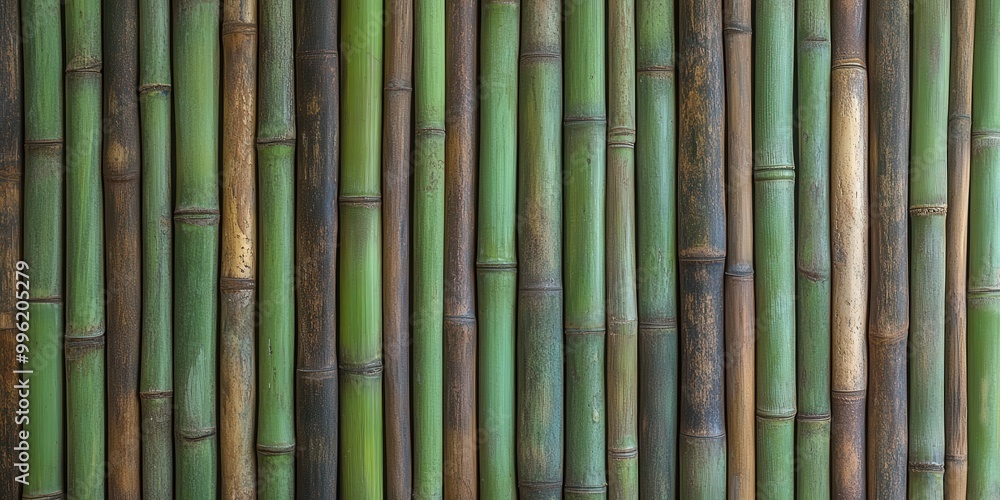 Fototapeta premium Green Bamboo Stalks on Wall Background