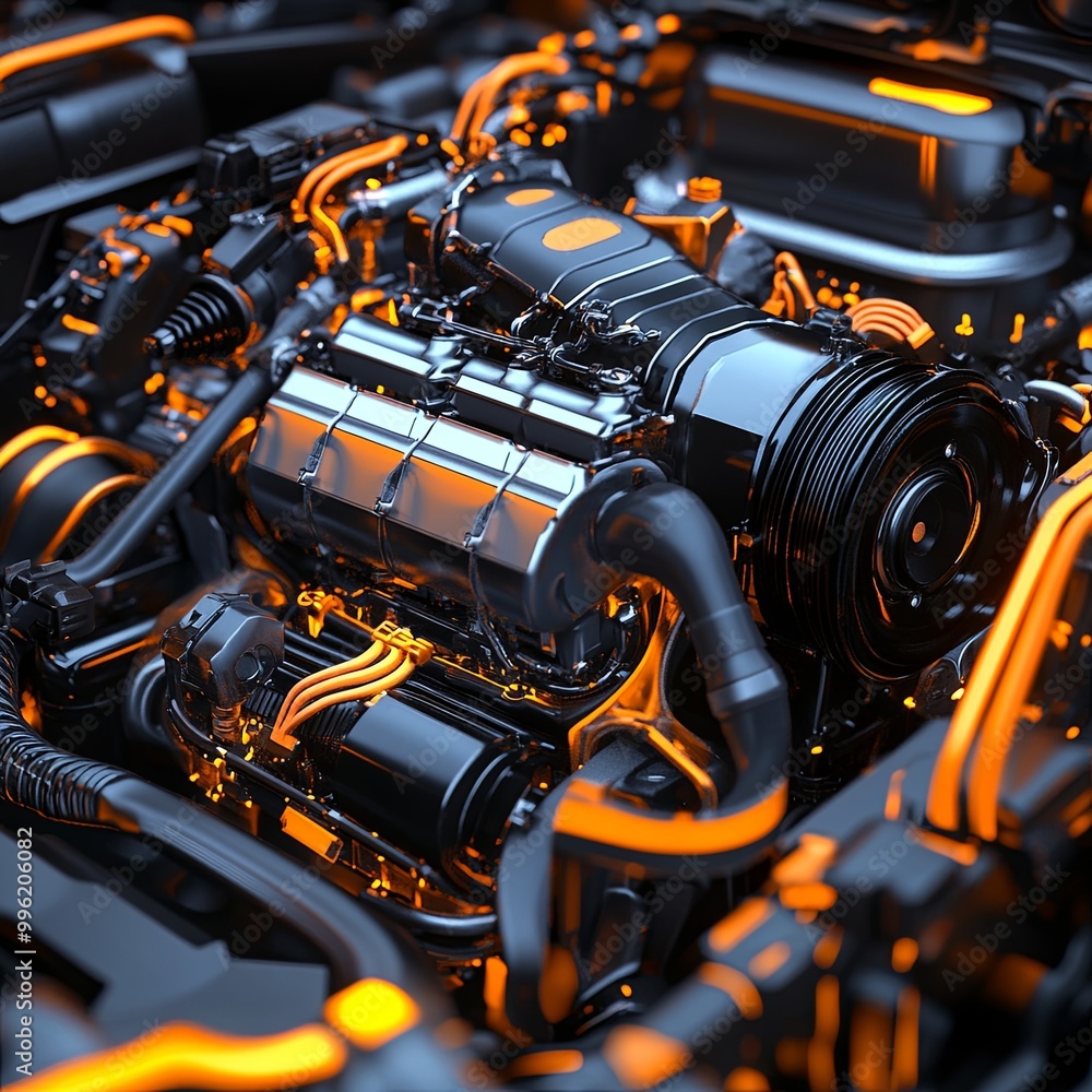 Fototapeta premium engine motor in Electric car