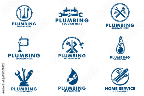 Set of Plumbing Service Logo Vector, Water Service Logo Template