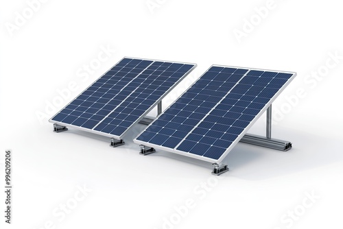 Two isolated solar panels - 3D illustration with generative ai