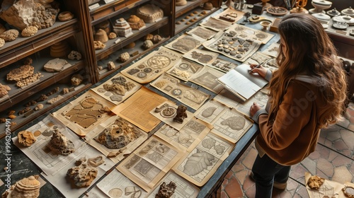 Exploring Ancient Fossils and Sketches in a Natural History Collection During an Educational Visit
