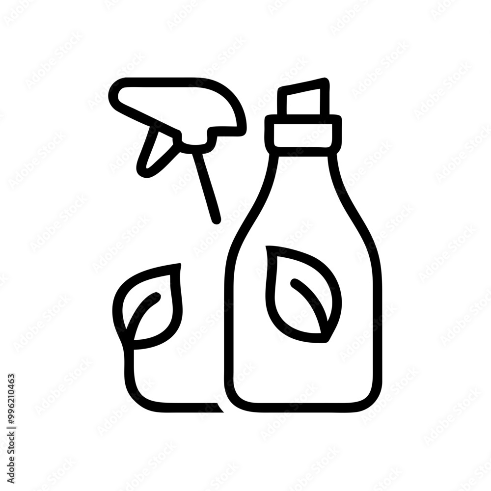 Spray Bottle with Leaf Symbol on White Background Spray Bottle with Leaf Symbol on White Background