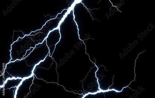 abstract white electric lightning bolts against dark background overlay effects photo