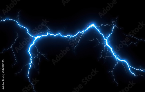 electric thunder lightning bolts against dark background dynamic natural energy concept photo