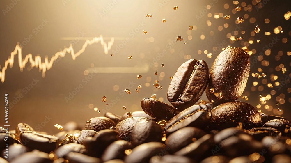 Naklejka premium Coffee Beans Representing Rising Value in the Coffee Market